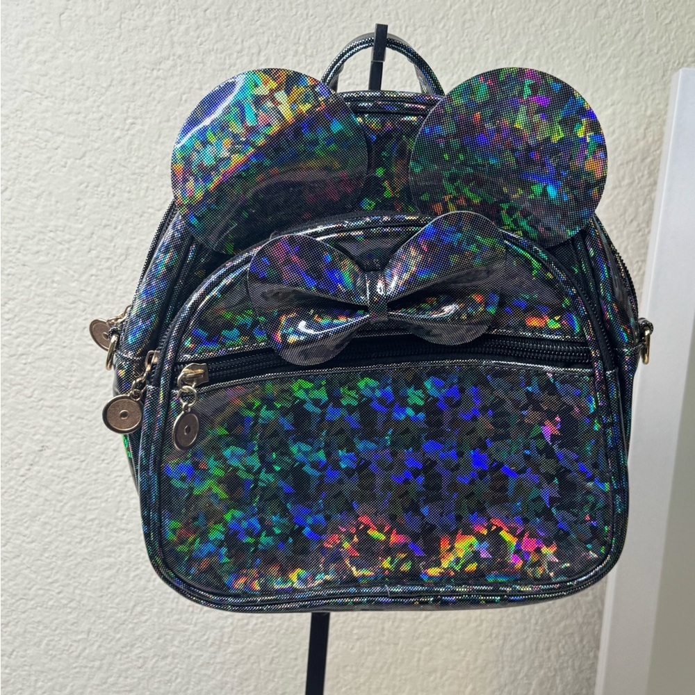 Iridescent Mini Backpack with Bow